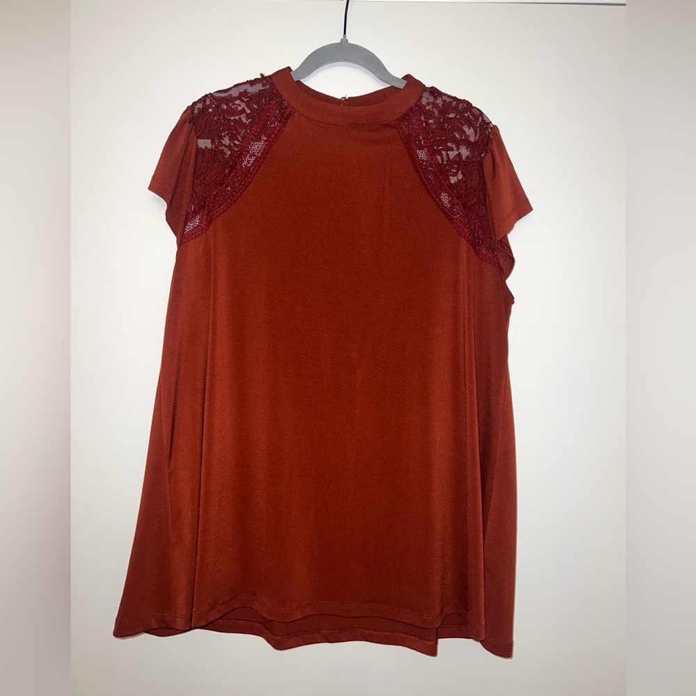 Elegant Rust Lace Women Top